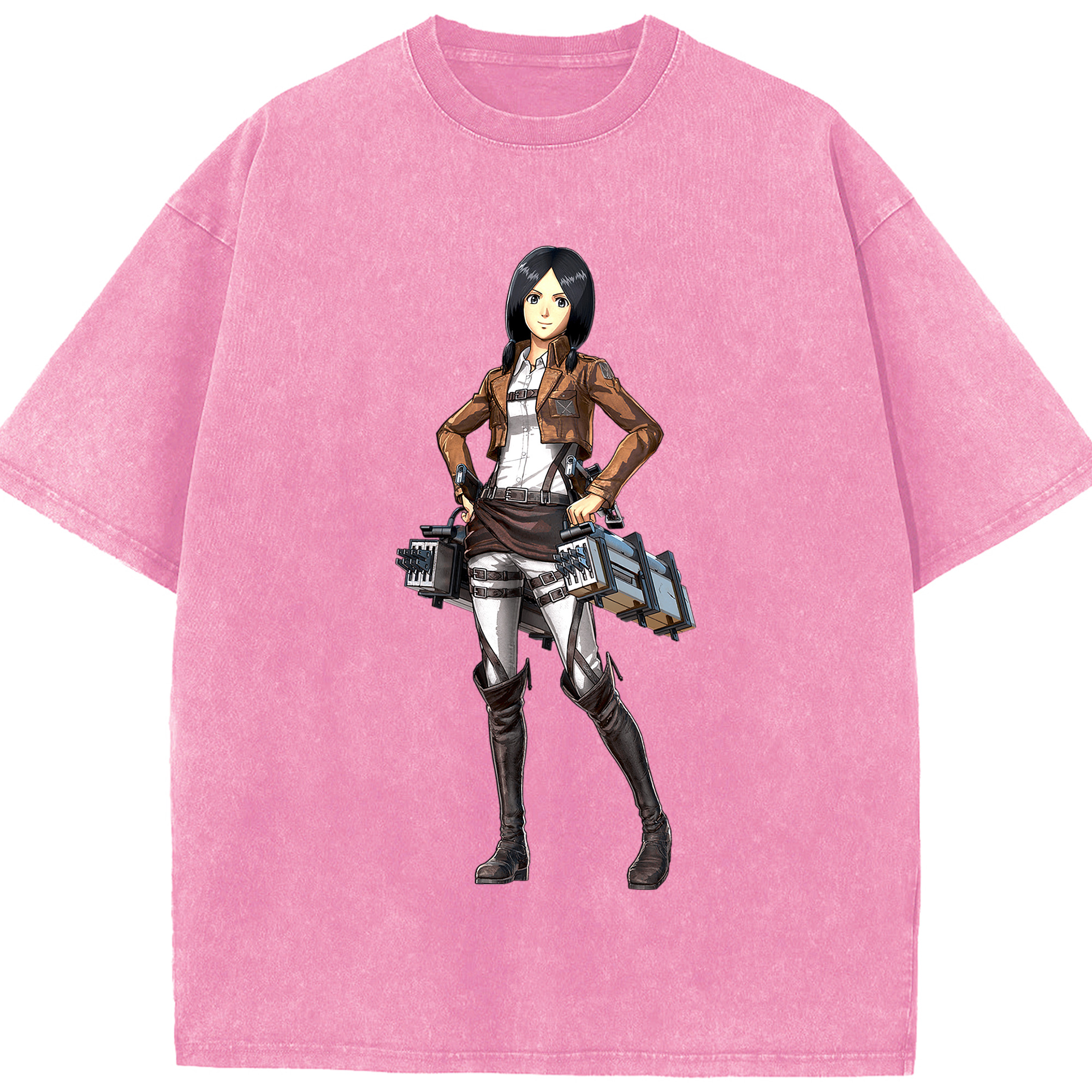 （画像用） 進撃の巨人 ミカサ·アッカーマン Attack on Titan Mikasa Ackerman 綿100% ヴィンテージ風 半袖Tシャツ（フロントプリント）